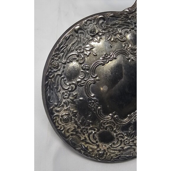 Vtg Silverplate Vanity Set 8" Brush & 9" Hand Mirror Floral Ornate Design Heavy - Picture 11 of 13